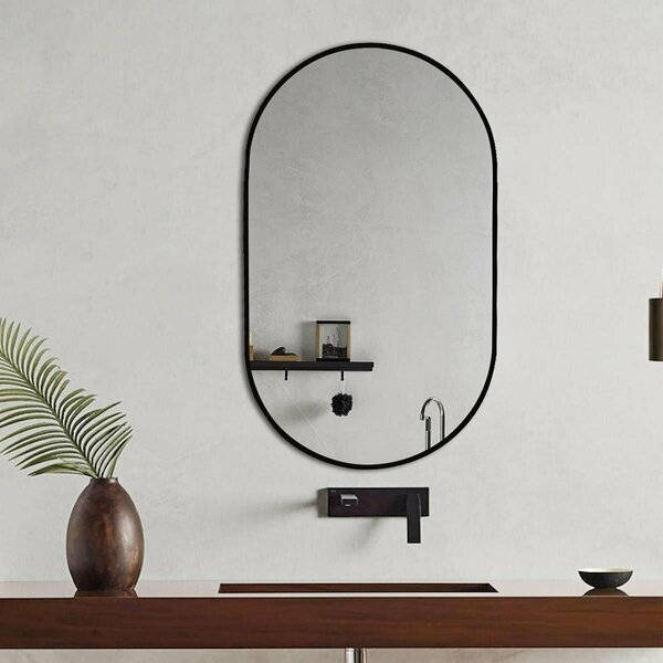 Decor Wonderland 39.5 x 23.6 in. Khristy Black Metal Framed Oval Wall Mirror B209